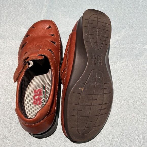 SAS Roamer womens brown leather velcro strap loafers size 7.5W B16B - Picture 9 of 9